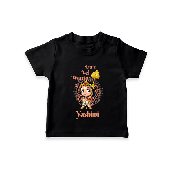 Little Vel Warrior T-Shirt | Personalized Baby T-Shirt for Lord Murugan - BLACK - 0-5 Months Old (Chest 17")