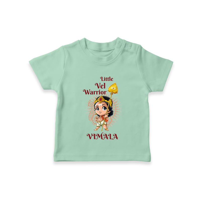 Little Vel Warrior - Customized T-Shirt For Kids With Name - MINT GREEN - 0-5 Months Old (Chest 17")