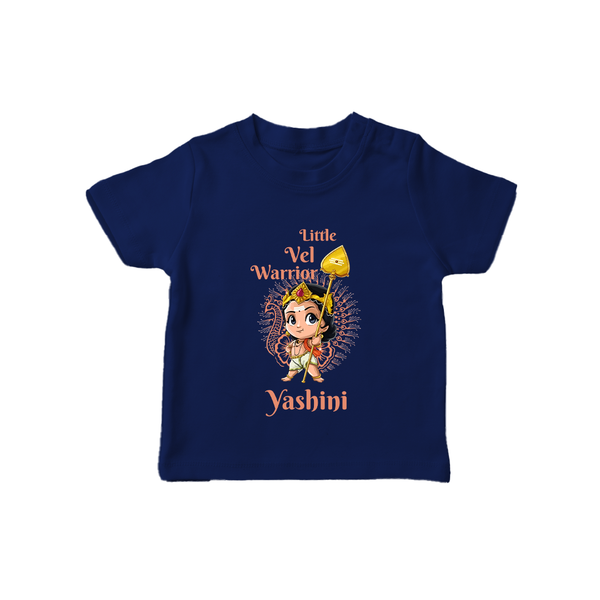 Little Vel Warrior T-Shirt | Personalized Baby T-Shirt for Lord Murugan - NAVY BLUE - 0-5 Months Old (Chest 17")