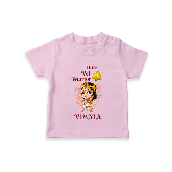 Little Vel Warrior - Customized T-Shirt For Kids With Name - PINK - 0-5 Months Old (Chest 17")