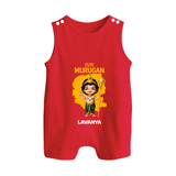 Cute Murugan - Customized Romper Suit For Babies With Name - RED - 0 - 5 Months Old (Chest 18")