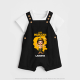 Cute Murugan - Customized Dungaree Set For Kids With Name - BLACK - 0 - 5 Months Old (Chest 18")