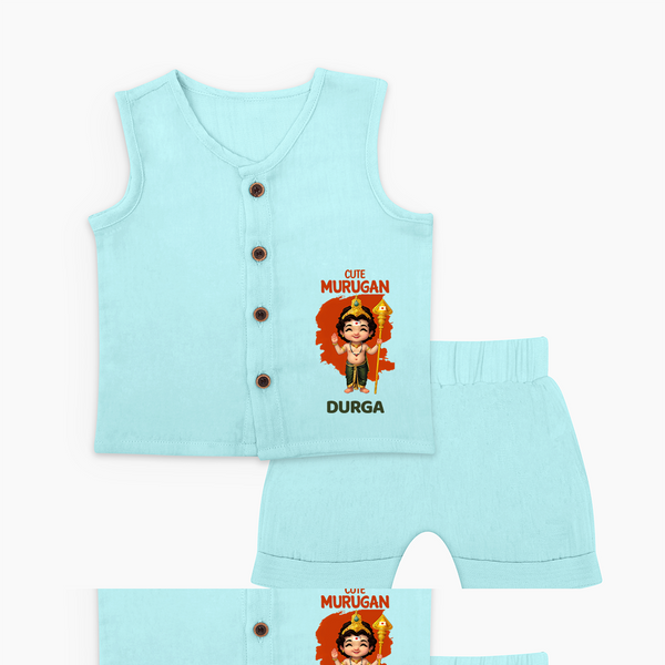 Cute Murugan Jabla Set | Custom Baby Jabla Set for Murugan's Little Star - BABY BLUE - 0 - 3 Months Old (Chest 9.8")