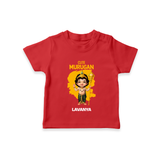 Cute Murugan - Customized T-Shirt For Kids With Name - RED - 0-5 Months Old (Chest 17")