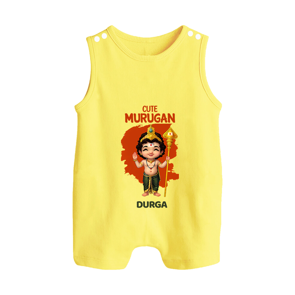 Cute Murugan - Customized Romper Suit For Babies With Name - PASTEL YELLOW - 0 - 5 Months Old (Chest 18")