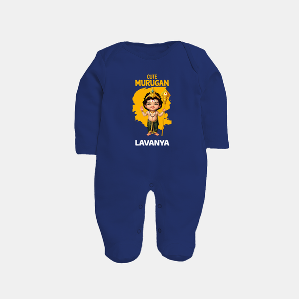 Cute Murugan Sleep Suit | Custom Baby Sleep Suit for Murugan's Little Star - NAVY BLUE - New Born (Chest 7.5")