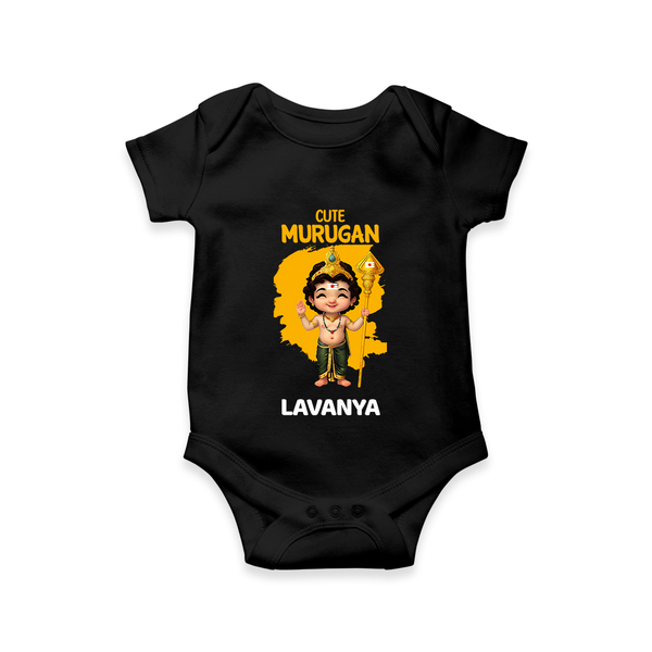Cute Murugan Romper / Onesie | Custom Baby Romper / Onesie for Murugan's Little Star - BLACK - New Born (Chest 14")