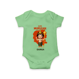 Cute Murugan - Customized Romper For Babies With Name - GREEN - 0 - 3 Months Old (Chest 16")