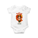 Cute Murugan - Customized Romper For Babies With Name - WHITE - 0 - 3 Months Old (Chest 16")