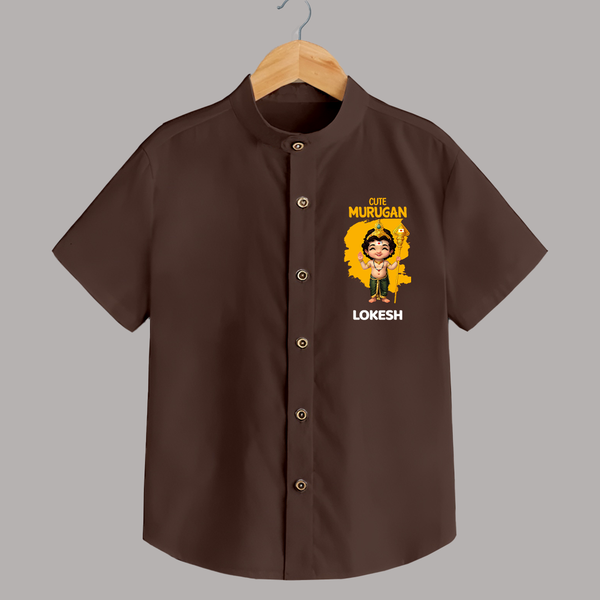 Cute Murugan Shirt | Custom Baby Shirt for Murugan's Little Star - CHOCOLATE BROWN - 0 - 6 Months Old (Chest 23")