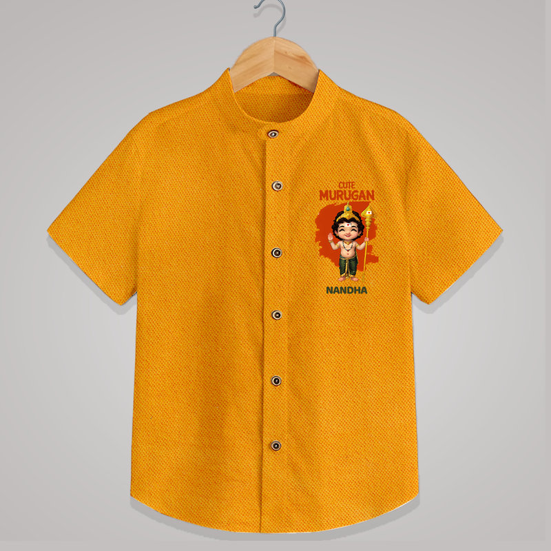 Cute Murugan - Customized Shirt For Kids With Name - CHROME YELLOW - 0 - 6 Months Old (Chest 23")