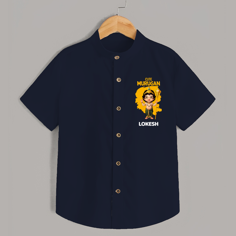 Cute Murugan Shirt | Custom Baby Shirt for Murugan's Little Star - NAVY BLUE - 0 - 6 Months Old (Chest 23")