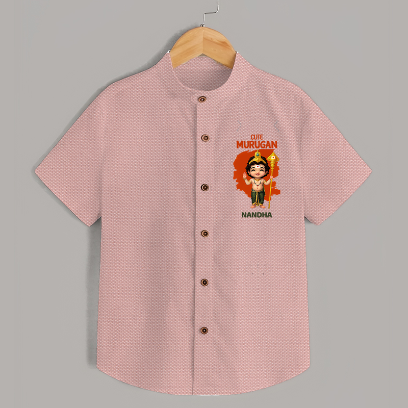 Cute Murugan - Customized Shirt For Kids With Name - PEACH - 0 - 6 Months Old (Chest 23")