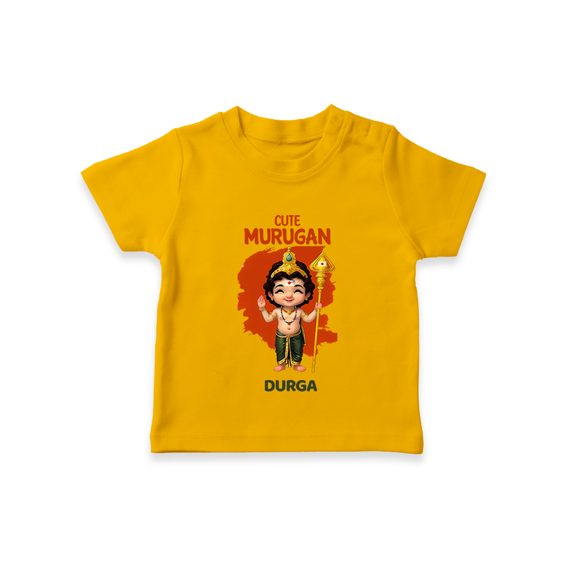 Cute Murugan - Customized T-Shirt For Kids With Name - CHROME YELLOW - 0-5 Months Old (Chest 17")