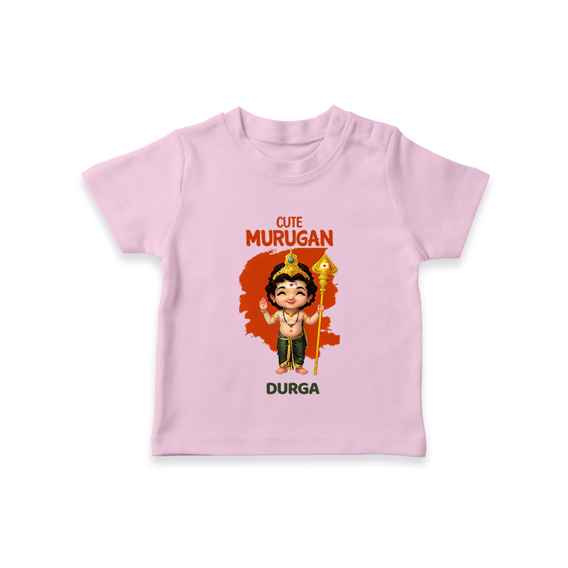 Cute Murugan - Customized T-Shirt For Kids With Name - PINK - 0-5 Months Old (Chest 17")