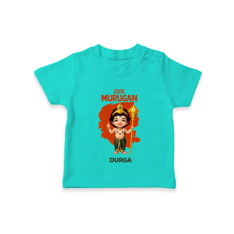 Cute Murugan - Customized T-Shirt For Kids With Name - TEAL - 0-5 Months Old (Chest 17")