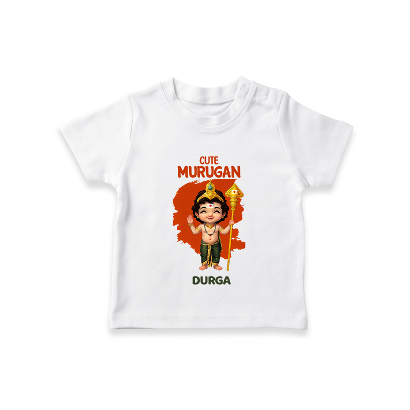 Cute Murugan - Customized T-Shirt For Kids With Name - WHITE - 0-5 Months Old (Chest 17")