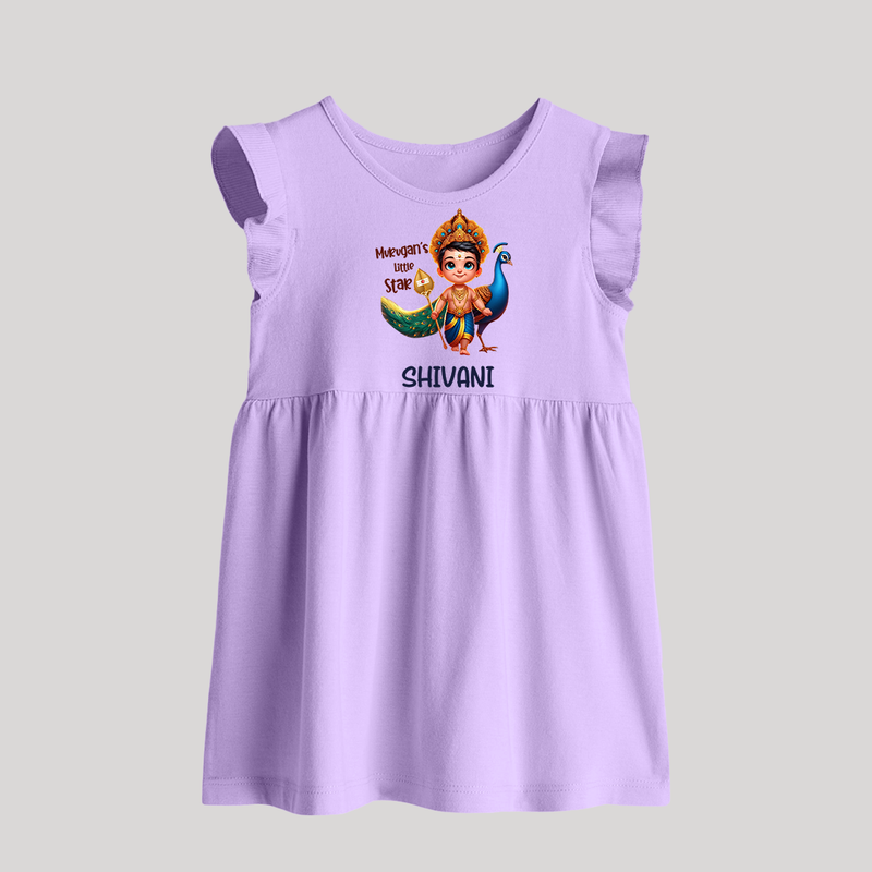 Murugan's Little Star Baby Frock | Personalized Baby Frock for Murugan Devotees - LILAC - 0 - 3 Months Old (Chest 17")