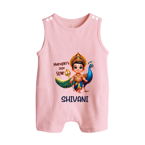 Murugan's Little Star Romper Suit | Personalized Baby Romper Suit for Murugan Devotees - BABY PINK - 0 - 5 Months Old (Chest 18")