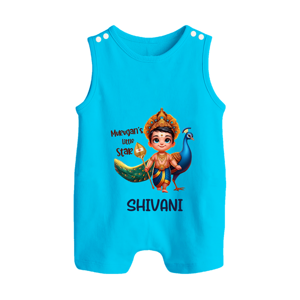 Murugan's Little Star Romper Suit | Personalized Baby Romper Suit for Murugan Devotees - SKY BLUE - 0 - 5 Months Old (Chest 18")