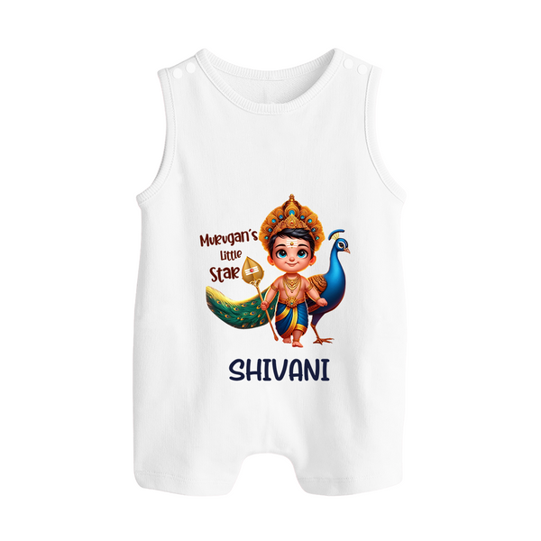 Murugan's Little Star Romper Suit | Personalized Baby Romper Suit for Murugan Devotees - WHITE - 0 - 5 Months Old (Chest 18")
