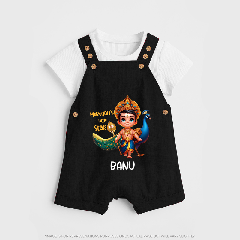 Murugan's Little Star - Customized Dungaree Set For Kids With Name - BLACK - 0 - 5 Months Old (Chest 18")