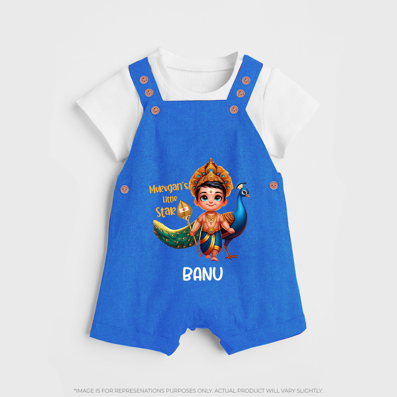 Murugan's Little Star - Customized Dungaree Set For Kids With Name - COBALT BLUE - 0 - 5 Months Old (Chest 18")