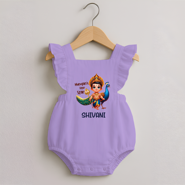 Murugan's Little Star Romper Frock | Personalized Baby Romper Frock for Murugan Devotees - LILAC - 0 - 3 Months Old (Chest 19")