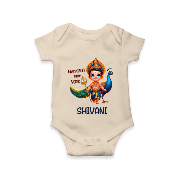 Murugan's Little Star Romper / Onesie | Personalized Baby Romper / Onesie for Murugan Devotees - IVORY - New Born (Chest 14")