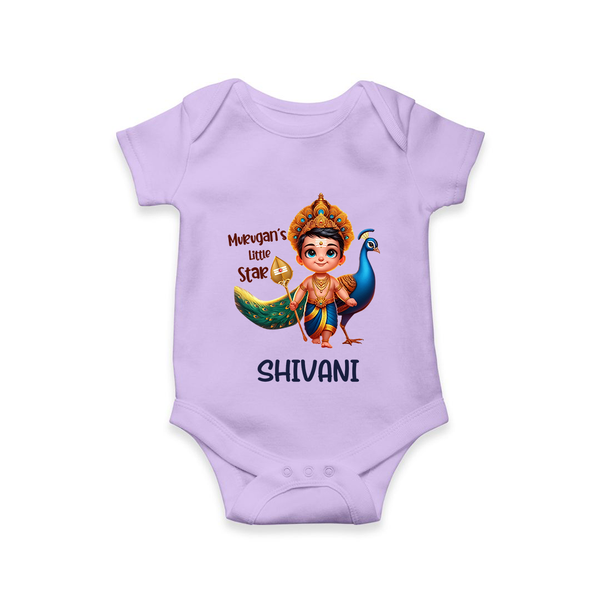 Murugan's Little Star Romper / Onesie | Personalized Baby Romper / Onesie for Murugan Devotees - LILAC - New Born (Chest 14")