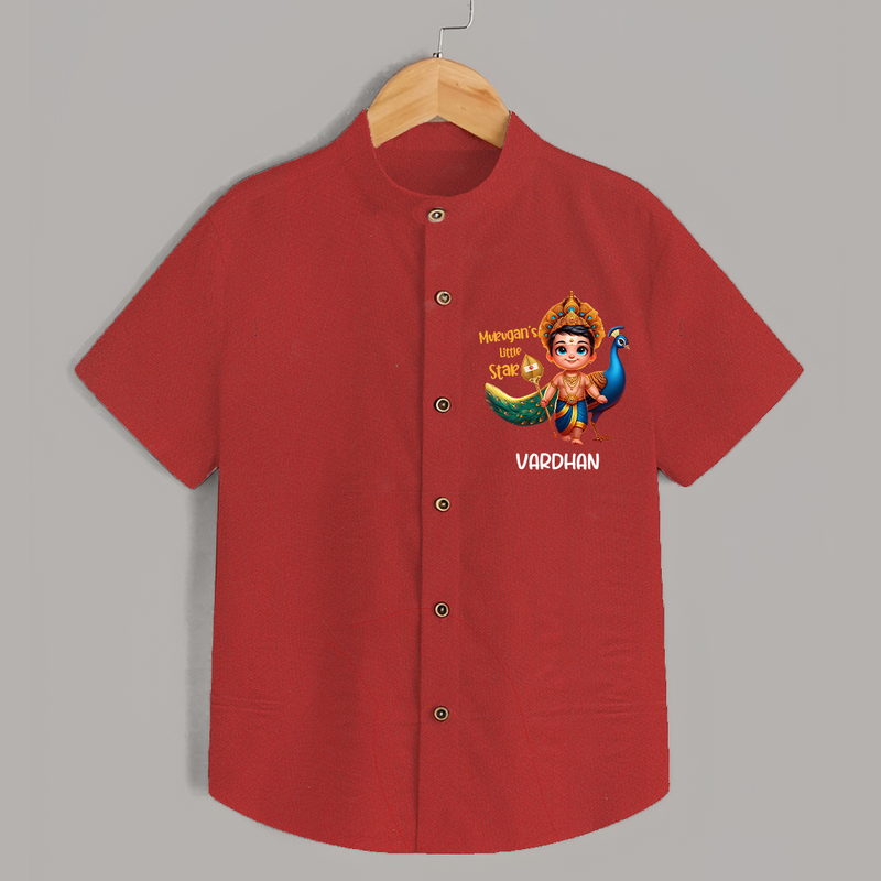 Murugan's Little Star - Customized Shirt For Kids With Name - RED - 0 - 6 Months Old (Chest 23")