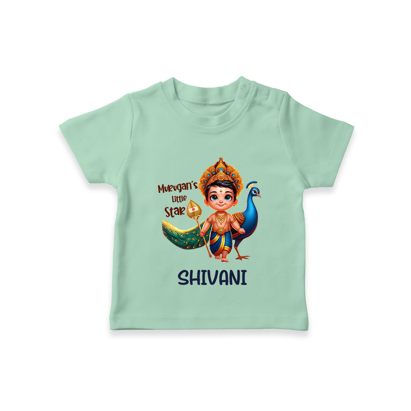 Murugan's Little Star T-Shirt | Personalized Baby T-Shirt for Murugan Devotees - MINT GREEN - 0-5 Months Old (Chest 17")
