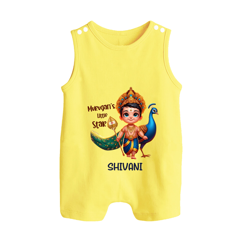 Murugan's Little Star - Customized Romper Suit For Babies With Name - PASTEL YELLOW - 0 - 5 Months Old (Chest 18")