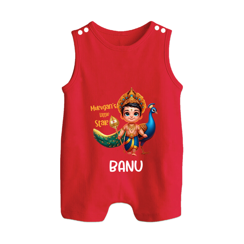 Murugan's Little Star Romper Suit | Personalized Baby Romper Suit for Murugan Devotees - RED - 0 - 5 Months Old (Chest 18")