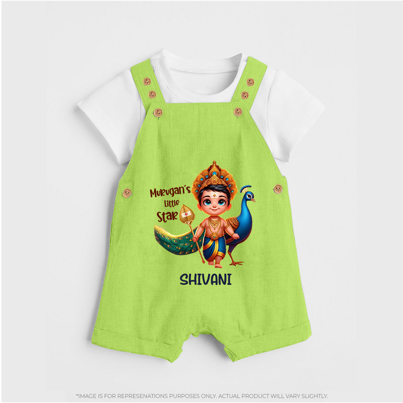 Murugan's Little Star - Customized Dungaree Set For Kids With Name - GREEN - 0 - 5 Months Old (Chest 18")