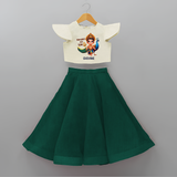 Murugan's Little Star - Customized Crop Top And Skirt For Kids With Name - BOTTLE GREEN - 6 - 9 Months Old (Chest 20" , Frock Waist 20")