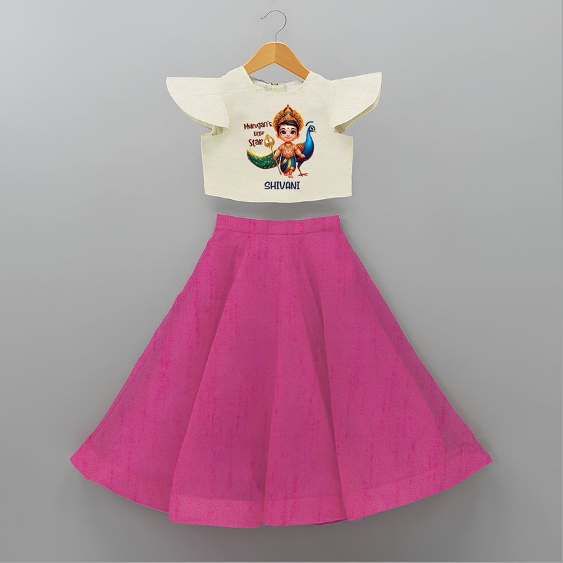 Murugan's Little Star - Customized Crop Top And Skirt For Kids With Name - FUSCHIA - 6 - 9 Months Old (Chest 20" , Frock Waist 20")