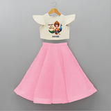 Murugan's Little Star - Customized Crop Top And Skirt For Kids With Name - PINK - 6 - 9 Months Old (Chest 20" , Frock Waist 20")