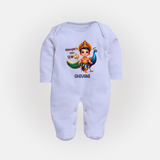 Murugan's Little Star - Customized Sleep Suit For Babies With Name - BABY BLUE - New Born (Chest 7.5")