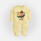 Murugan's Little Star - Customized Sleep Suit For Babies With Name - PASTEL YELLOW - New Born (Chest 7.5")