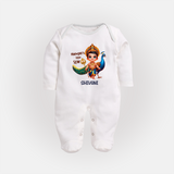 Murugan's Little Star - Customized Sleep Suit For Babies With Name - WHITE - New Born (Chest 7.5")