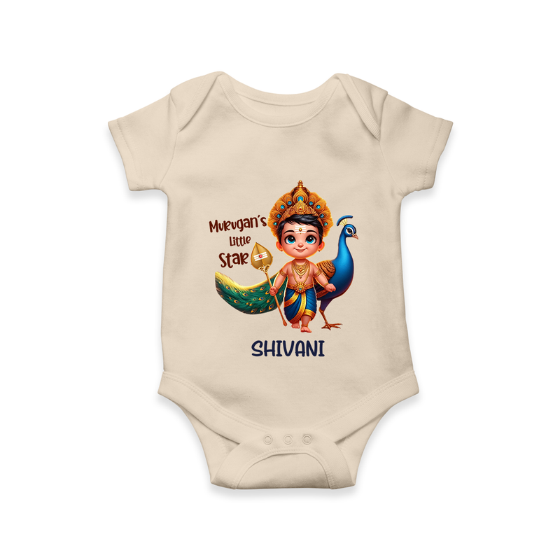 Murugan's Little Star - Customized Romper For Babies With Name - IVORY - 0 - 3 Months Old (Chest 16")