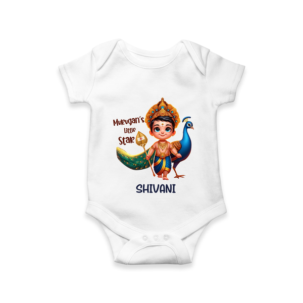 Murugan's Little Star - Customized Romper For Babies With Name - WHITE - 0 - 3 Months Old (Chest 16")