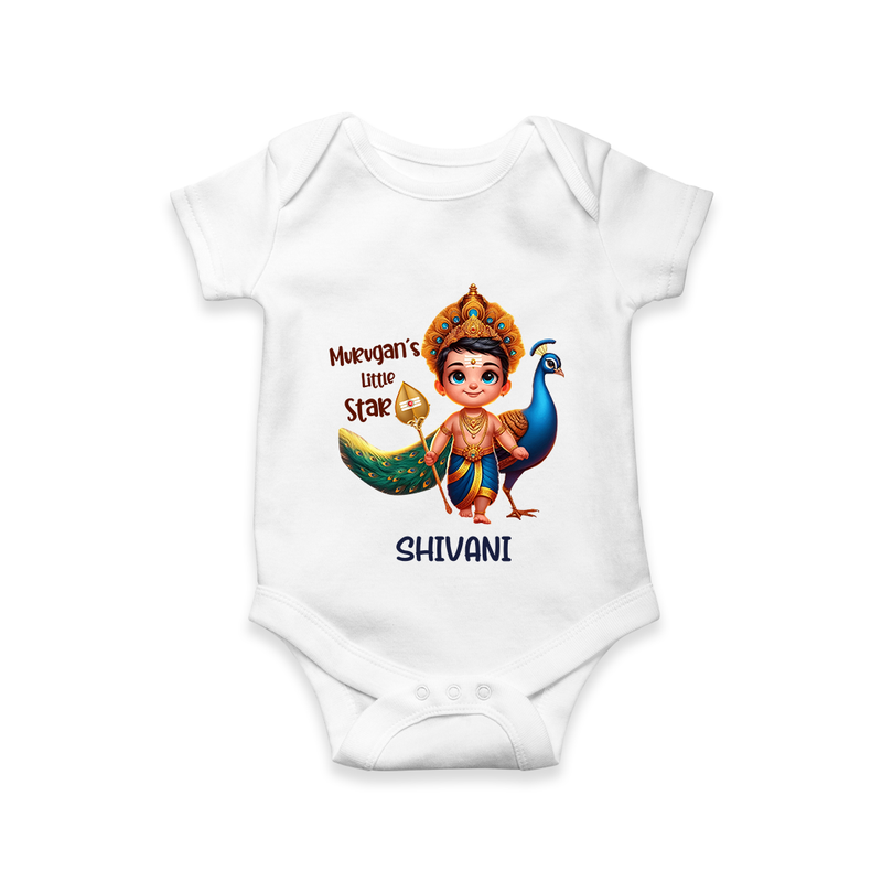 Murugan's Little Star - Customized Romper For Babies With Name - WHITE - 0 - 3 Months Old (Chest 16")