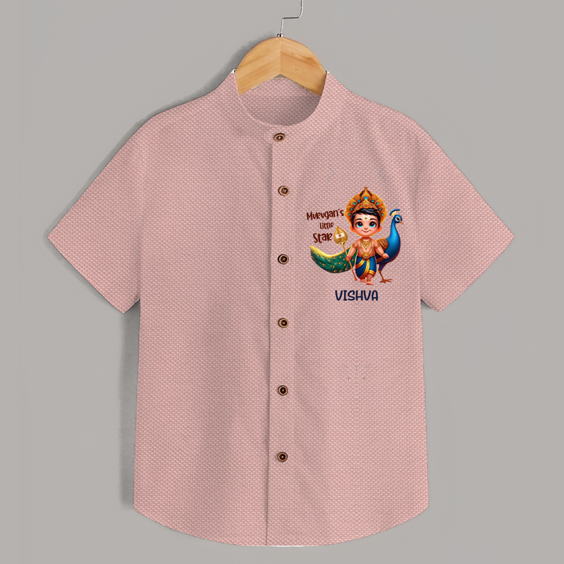 Murugan's Little Star - Customized Shirt For Kids With Name - PEACH - 0 - 6 Months Old (Chest 23")