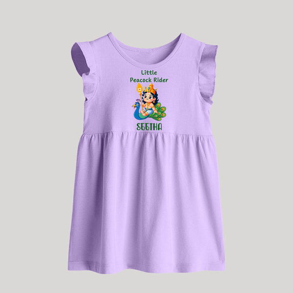 Little Peacock Rider Baby Frock | Custom Baby Frock for Murugan's Divine Ride - LILAC - 0 - 3 Months Old (Chest 17")