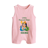 Little Peacock Rider Romper Suit | Custom Baby Romper Suit for Murugan's Divine Ride - BABY PINK - 0 - 5 Months Old (Chest 18")