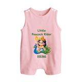 Liittle Peacock Rider - Customized Romper Suit For Babies With Name - BABY PINK - 0 - 5 Months Old (Chest 18")