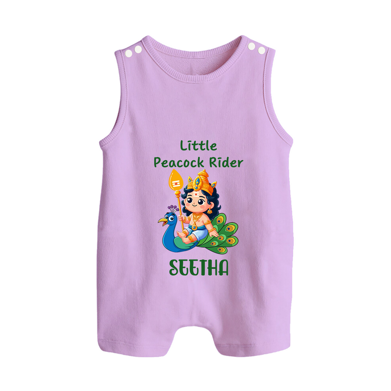 Little Peacock Rider Romper Suit | Custom Baby Romper Suit for Murugan's Divine Ride - LILAC - 0 - 5 Months Old (Chest 18")