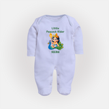 Liittle Peacock Rider - Customized Sleep Suit For Babies With Name - BABY BLUE - New Born (Chest 7.5")